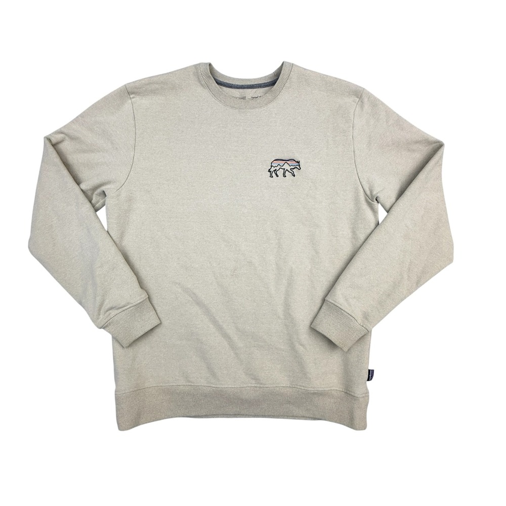 Patagonia Back For Good Uprisal Crew Sweatshirt Mens Large Wolf Mountain Logo
